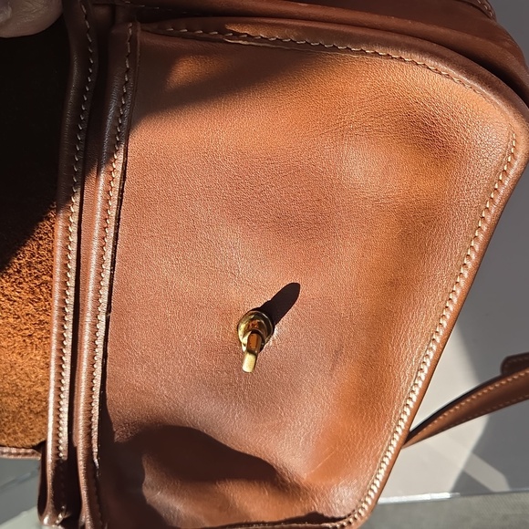 COACH Limited Edtn 100th Anniv. Olympics British Tan Leather Compartment Bag - Picture 6 of 10